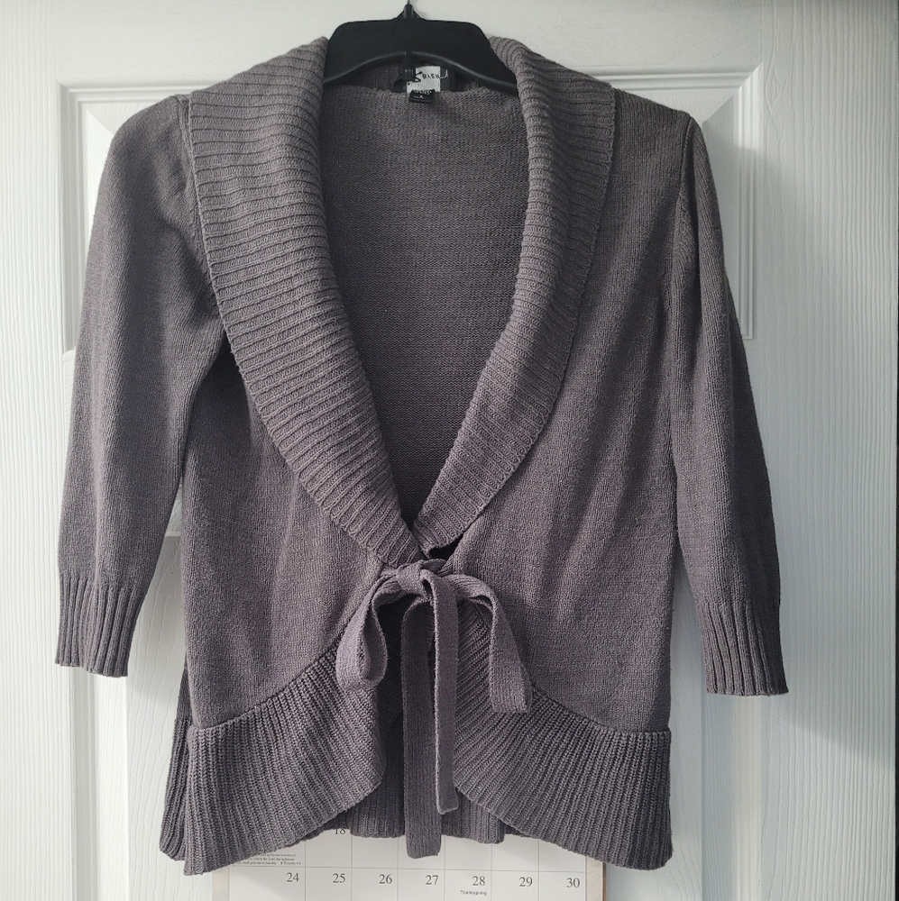 Charcoal, S, front tie cardigan